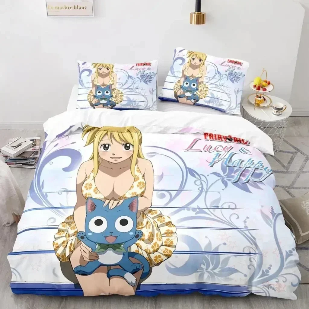 3D Print Fairy Tail Anime Natsu Bedding Set Duvet Cover Bed Set Quilt Cover Pillowcase Comforter king Queen Size Boys Adult