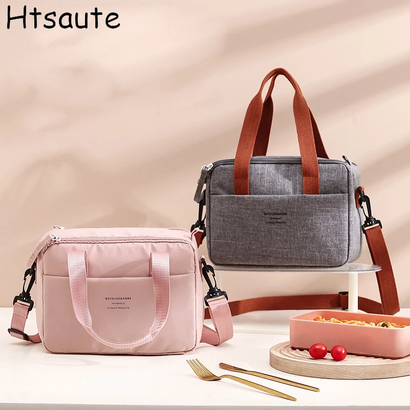 

Solid Color Lunch Bags Tote Bag with Foil Inner Zipper Closure Large Capacity Portable, Work, School picnic Bag with Meals