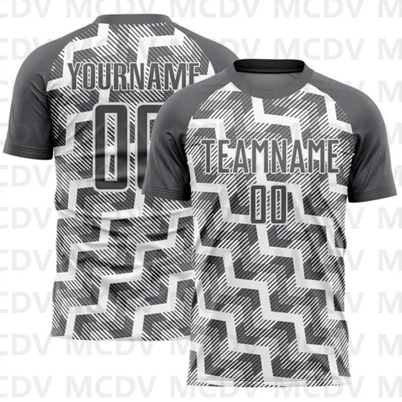 Custom Black White Geometric Pattern Sublimation Soccer Uniform Jersey Personlized Team name you name number T-Shirts image 3