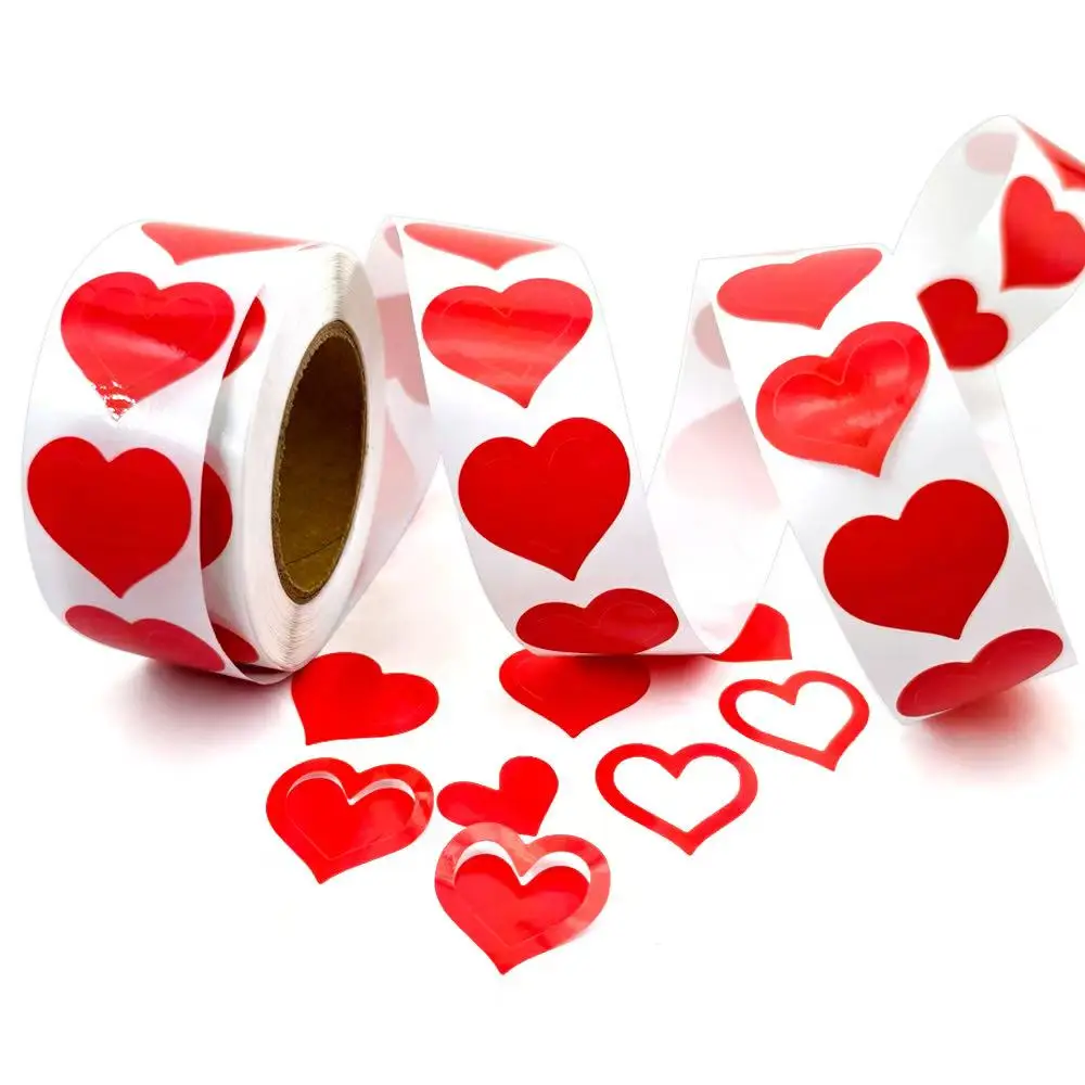 

500Pcs Love Heart Stickers Roll Cute Heart Shaped Seal Labels for Scrapbooking Craft Birthday Party Gift Packaging Stationery