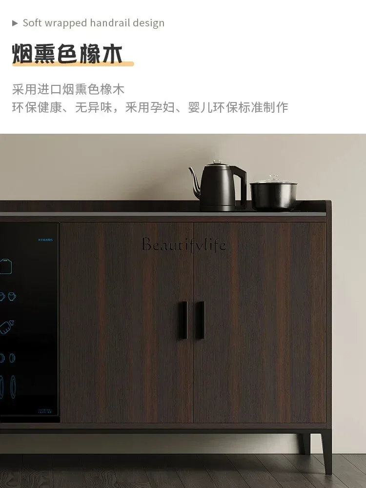 Italian rock slab dining side cabinet solid wood disinfection tea bar machine integrated multi-functional locker