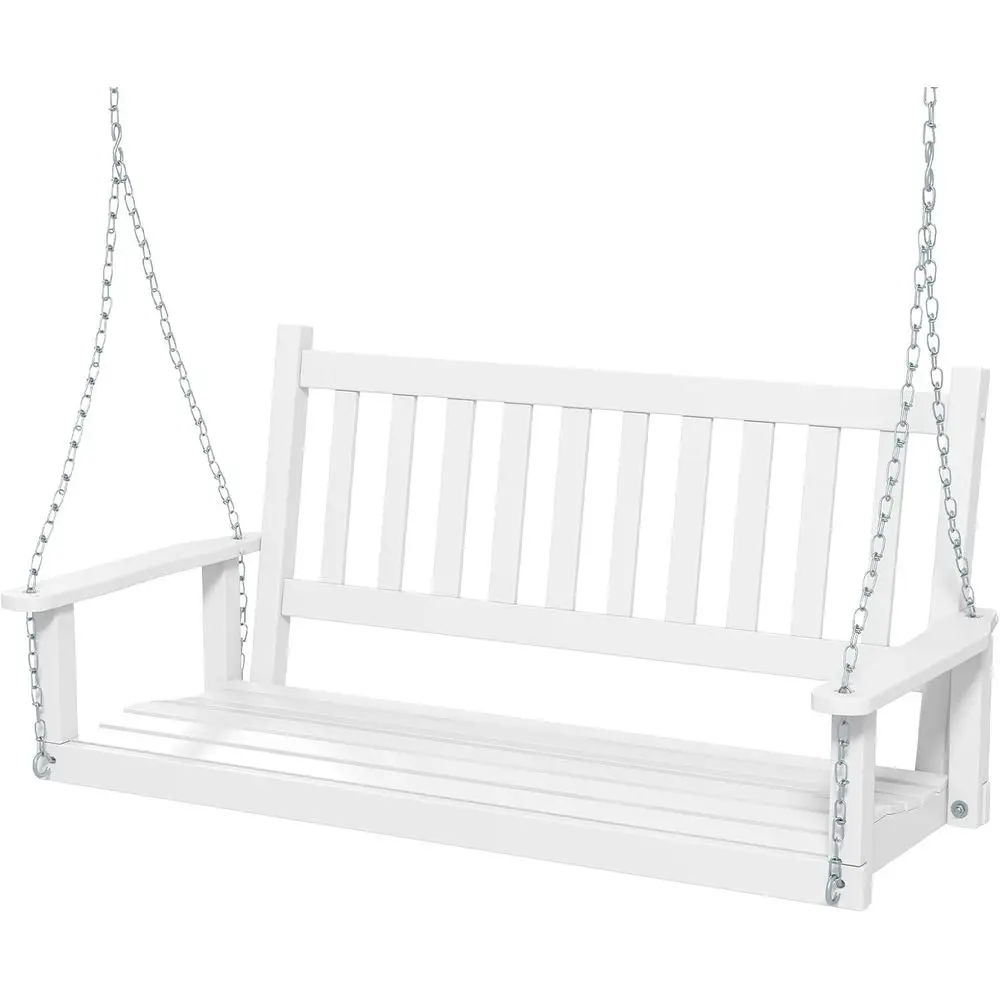 

Durable Outdoor Porch Swing Set, 500 lbs Capacity, Adjustable Chains, Slatted Back for Patio or Garden