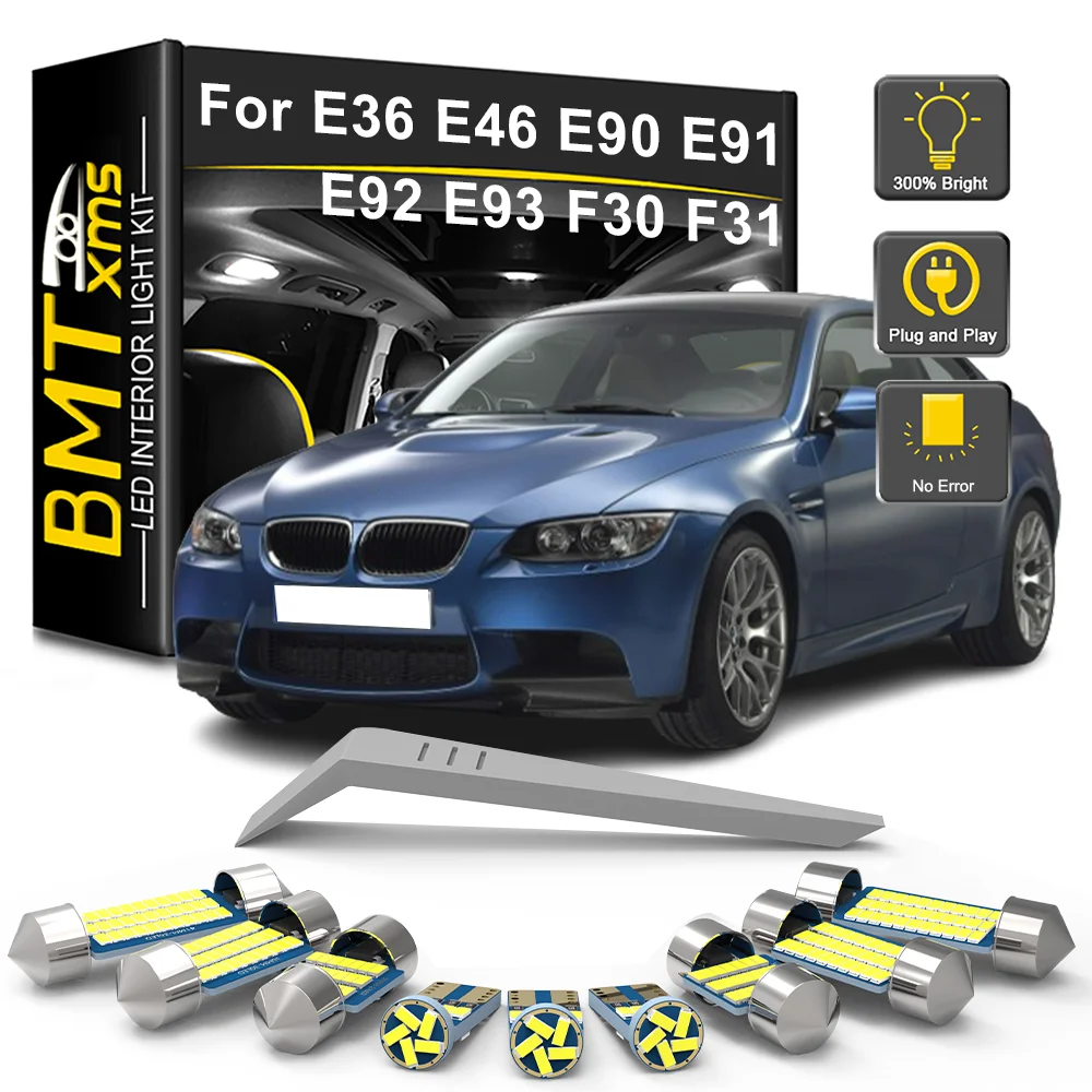 

BMTxms For BMW 3 Series E36 E46 E90 E91 E92 E93 F30 F31 1992-2018 Canbus Car LED Bulb Interior Light Kit Dome Map Accessories