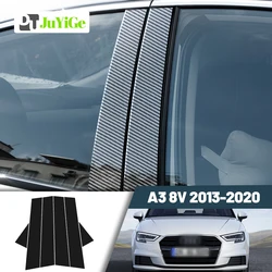 Glossy Black Carbon Fiber Window Door Deal B C Pillar Post Cover Sticker For Audi A3 8V 2013-2020 2014 2015 2016 2017 2018 2019