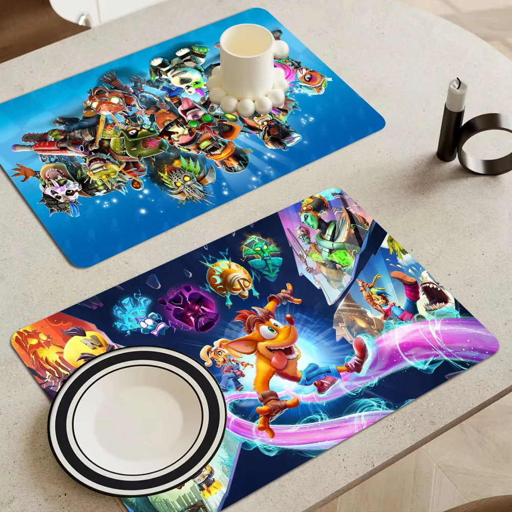 

Crash Bandicoot Table Drain Pad Tabletop Absorbent Draining Mat Tableware Mats Placemats For Table Decor