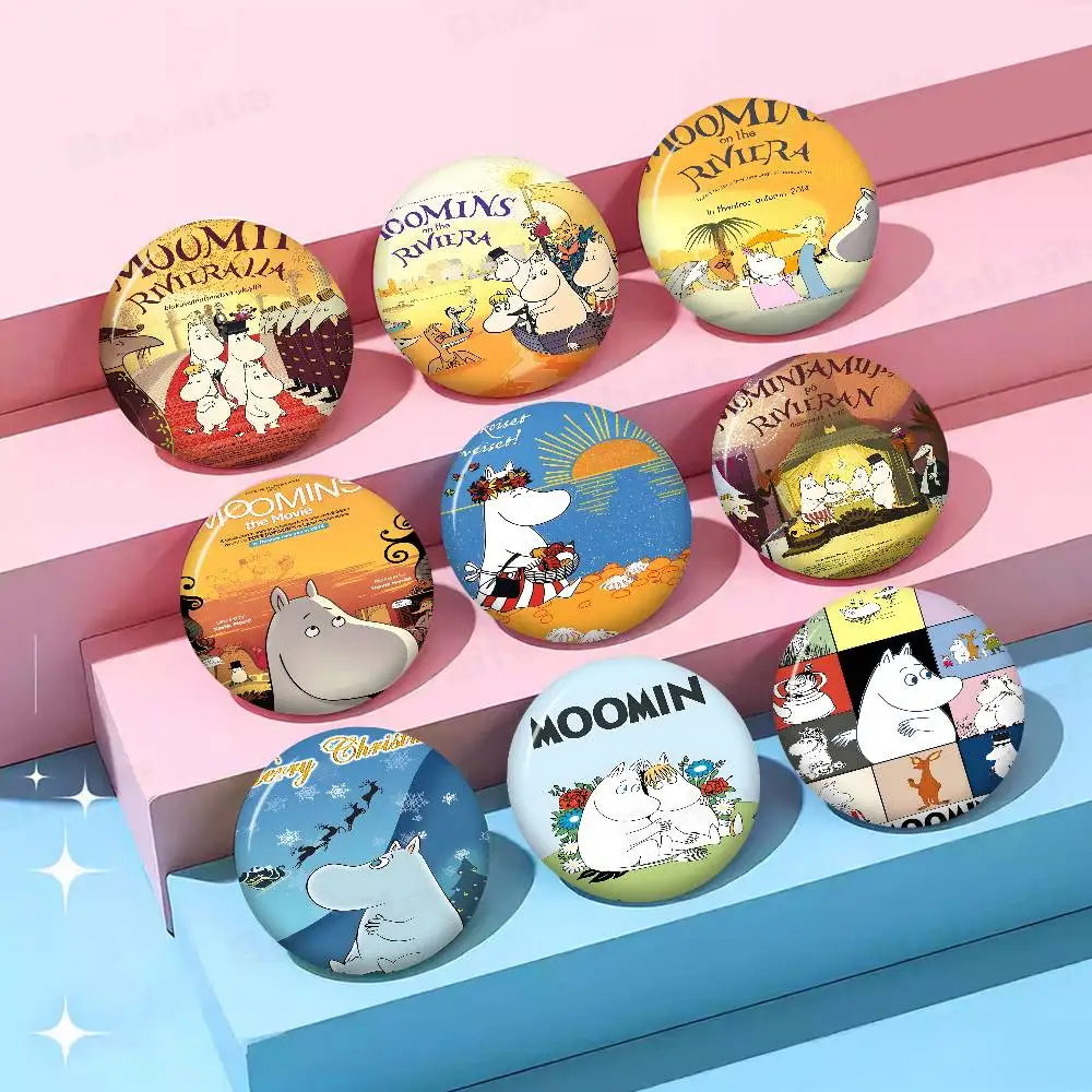 Фотоброши Moomins On The Riviera, креативные круглые значки, подарочные пины, 32/44/58 мм Фотоброши Moomins On The Riviera, креативные круглые значки, подарочные пины, 32/44/58 мм