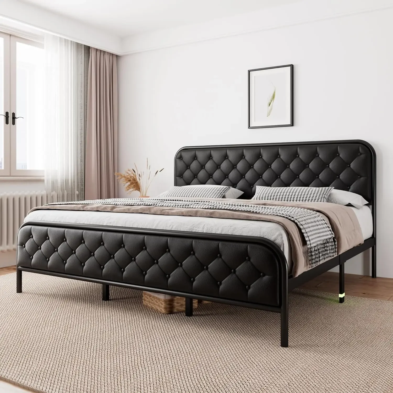 Rei Plataforma Cama Frame, Heavy Duty Fundação Colchão, Metal Suporte Slats, sob o espaço da cama, 12"