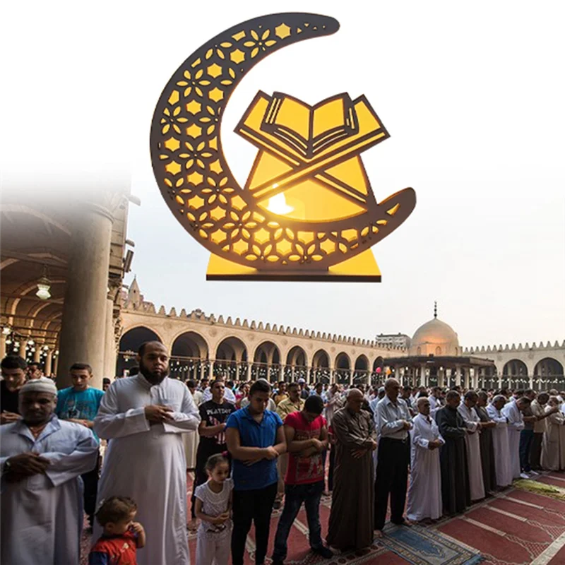 ABNG Деревянные поделки Орнамент Лампа Фестиваль Ближнего Востока Ид Декоративная лампа Луна Светодиодные декоративные лампы, G Простая установка Простота в использовании