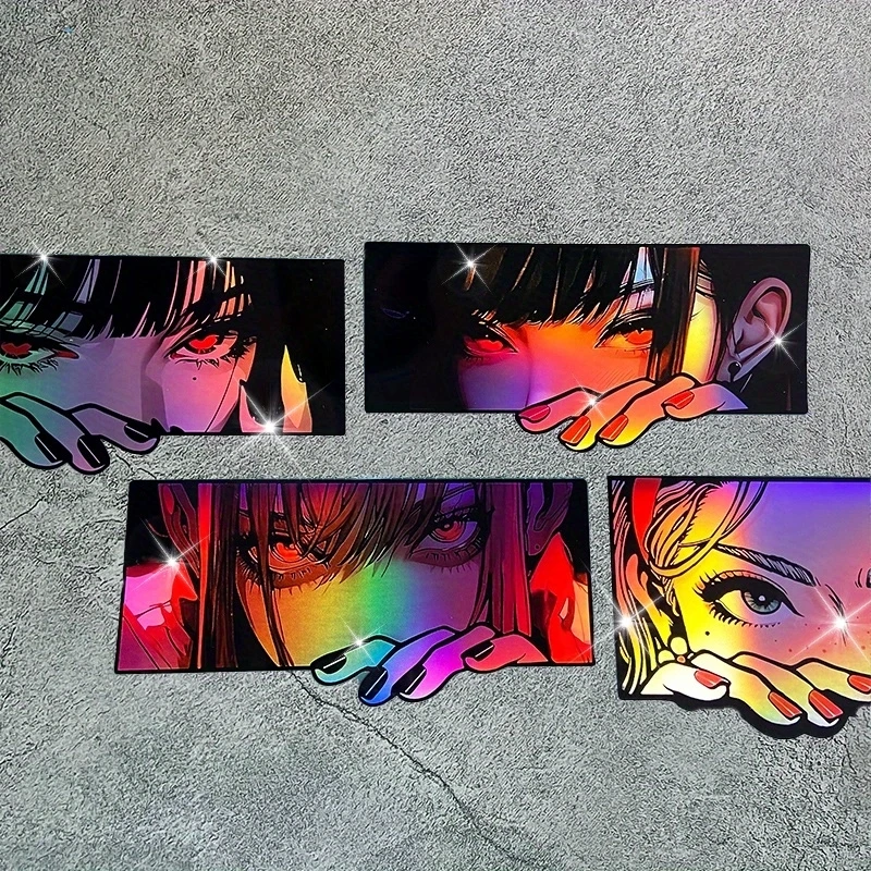 Pack d'autocollants holographiques pour les yeux d'anime, 1 pièce, pour ordinateur portable, bouteille d'eau, coque de téléphone, décor fascinant pour les amateurs d'anime