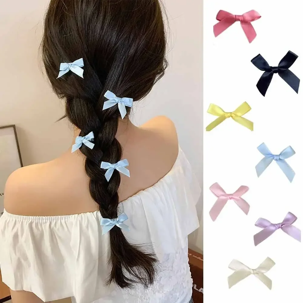 5pcs Mini Bowknot Hair Clips 3cm Ballet Sweet Ribbon Bow Hairpin Headwear Hair Accessories Multicolor Barrette Girls