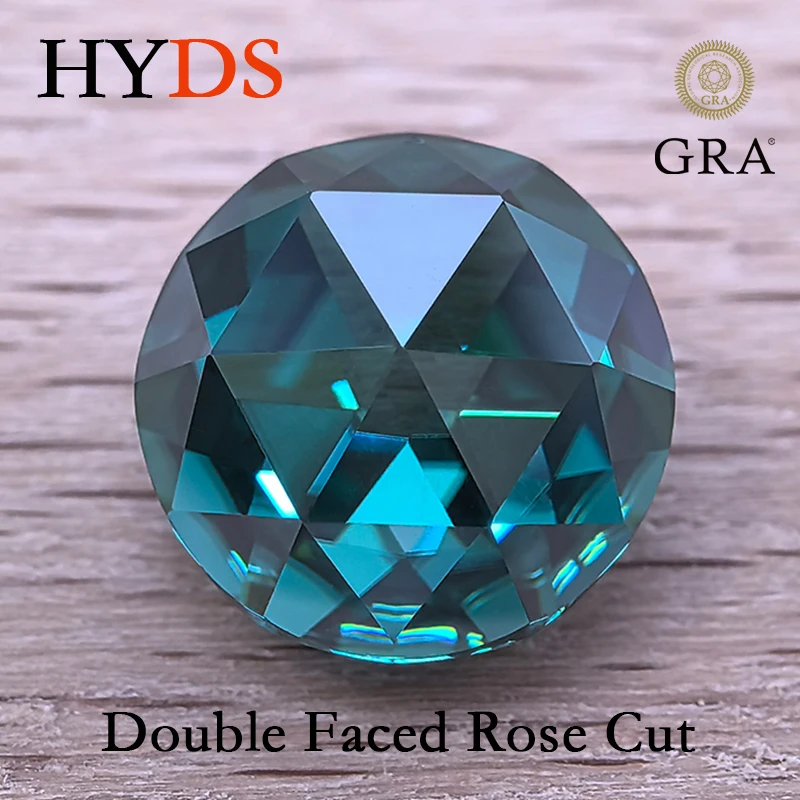 

Moissanite Stone Double Faced Rose Cut Round Shape Emerald Green Color Charms Beads for DIY Jewelry Making with GRA Certificate