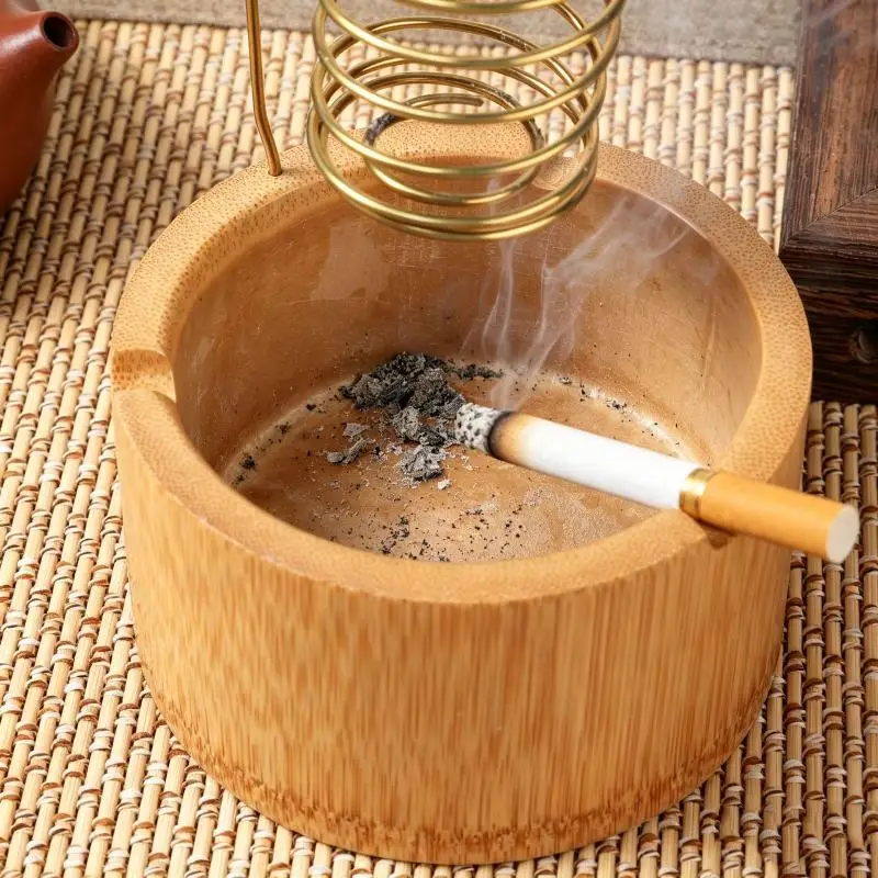 Odor-free Natural Bamboo Moxibustion Stick Holder with Metal Spring Ash Tray Non-toxic Moxa Stand for Home Daily Therapy