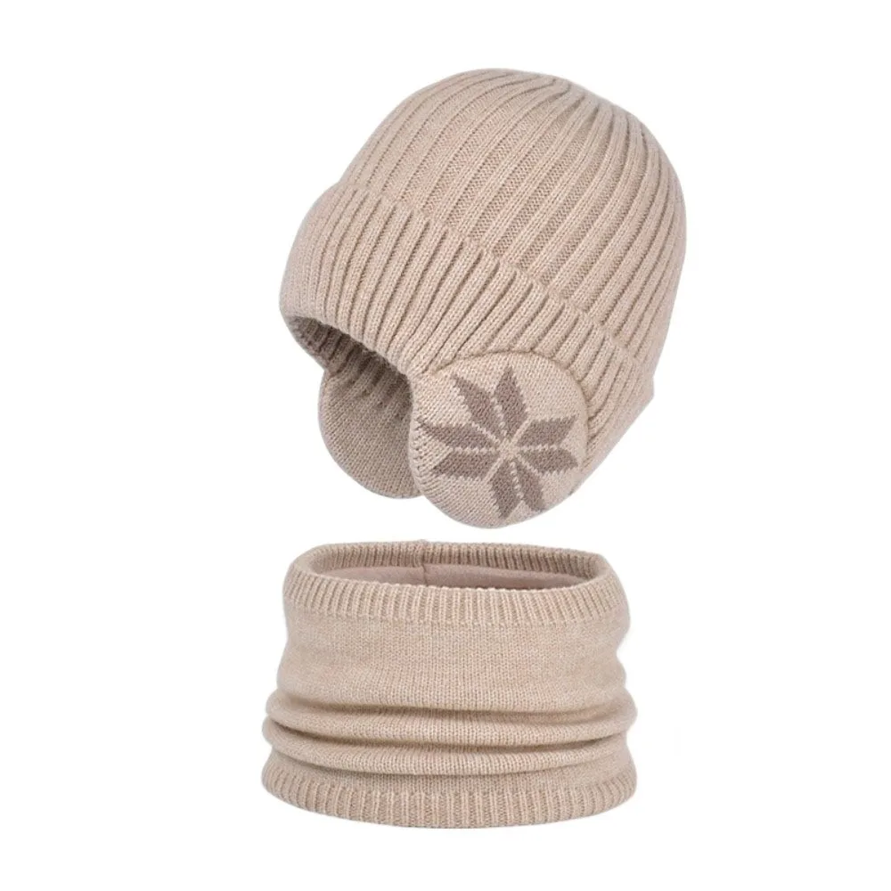 

2 шт., простые однотонные шерстяные шапки для защиты ушей, морозостойкий шарф, шапка, комплект, утолщенная ветрозащитная детская вязаная шапка, детская шапка