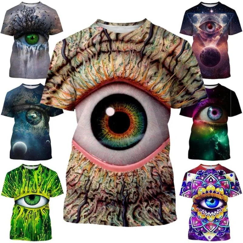 New Eye Art 3D Printing T-shirt Fashion Casual Human Face Organ Eyes Personality Round Neck Short-sleeved Top