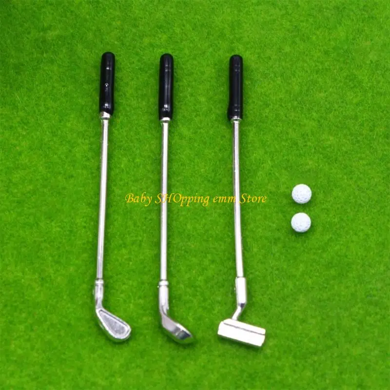 23GD ミニチュアゴルフパッティンググリーングラスモデル置物セット木材金属ドールハウスシーンディスプレイアクセサリー装飾フィギュア