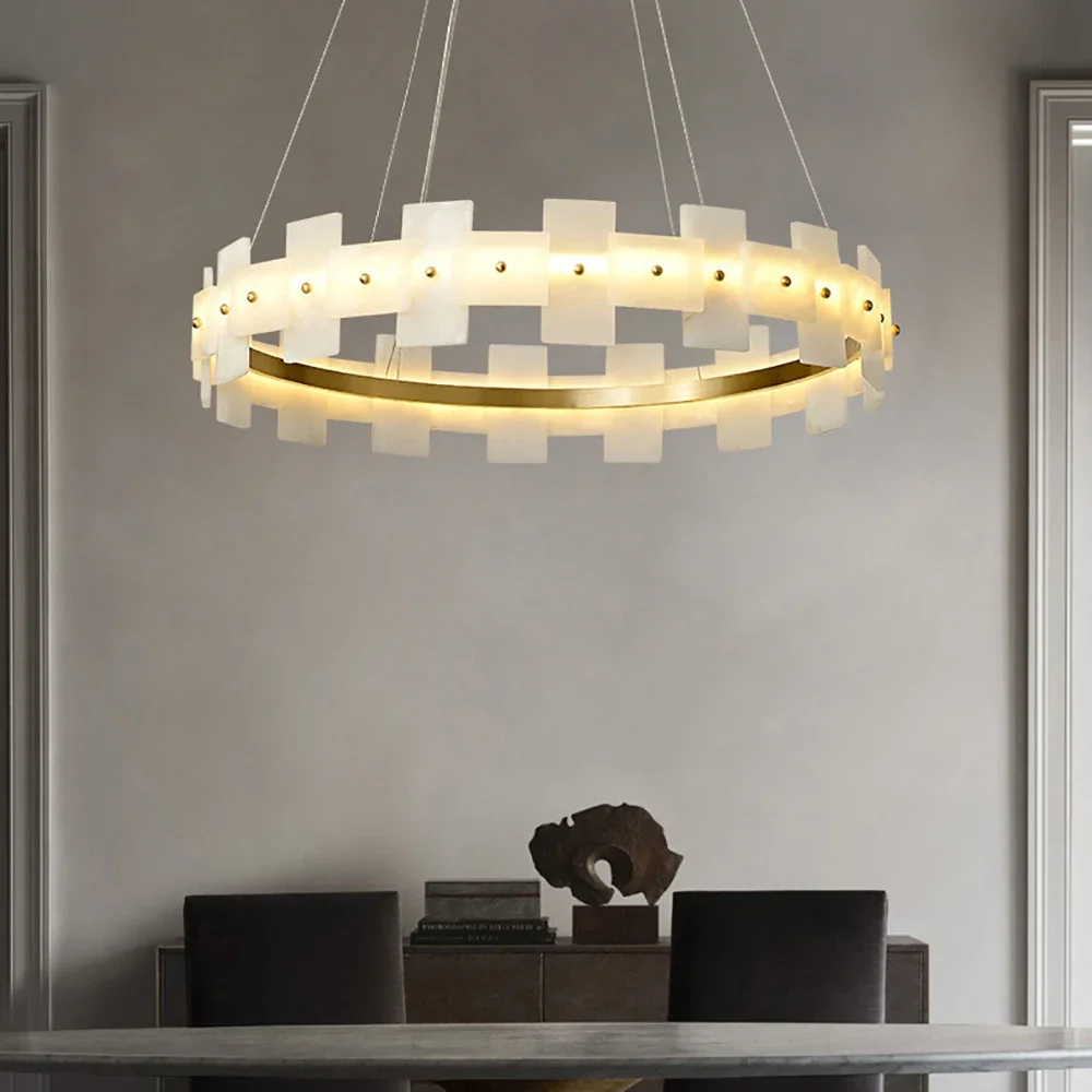 Modern Led Chandeliers Lighting For Living Room Foyer Bedroom Restaurant Pendant Lamps Natural Marble Decoration Lustre Fixtures