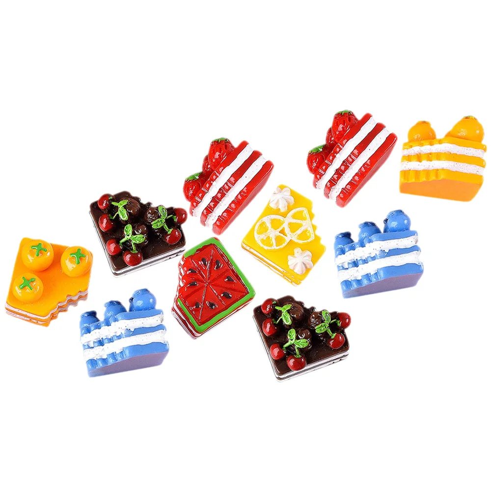 

10pcs Cake Accessories Mini Headdress Charms Fake Dessert Diy Decor For House Kids Pretend Play Hair Clip Charm Supply
