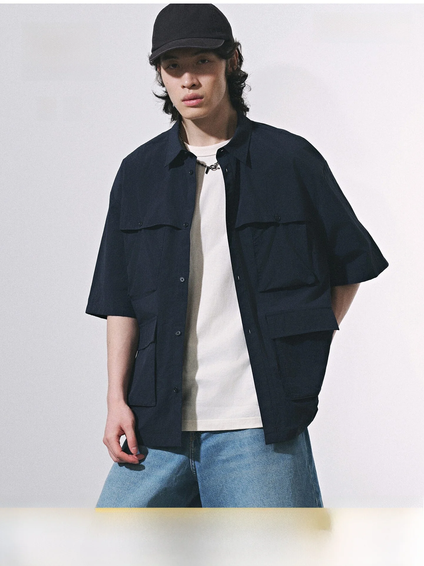 

Мужская рубашка H&M, летняя, нейлоновая, износостойкая, для работы на открытом воздухе, свободного кроя, с коротким рукавом, 1288878, повседневная, свободная посадка, короткий рукав