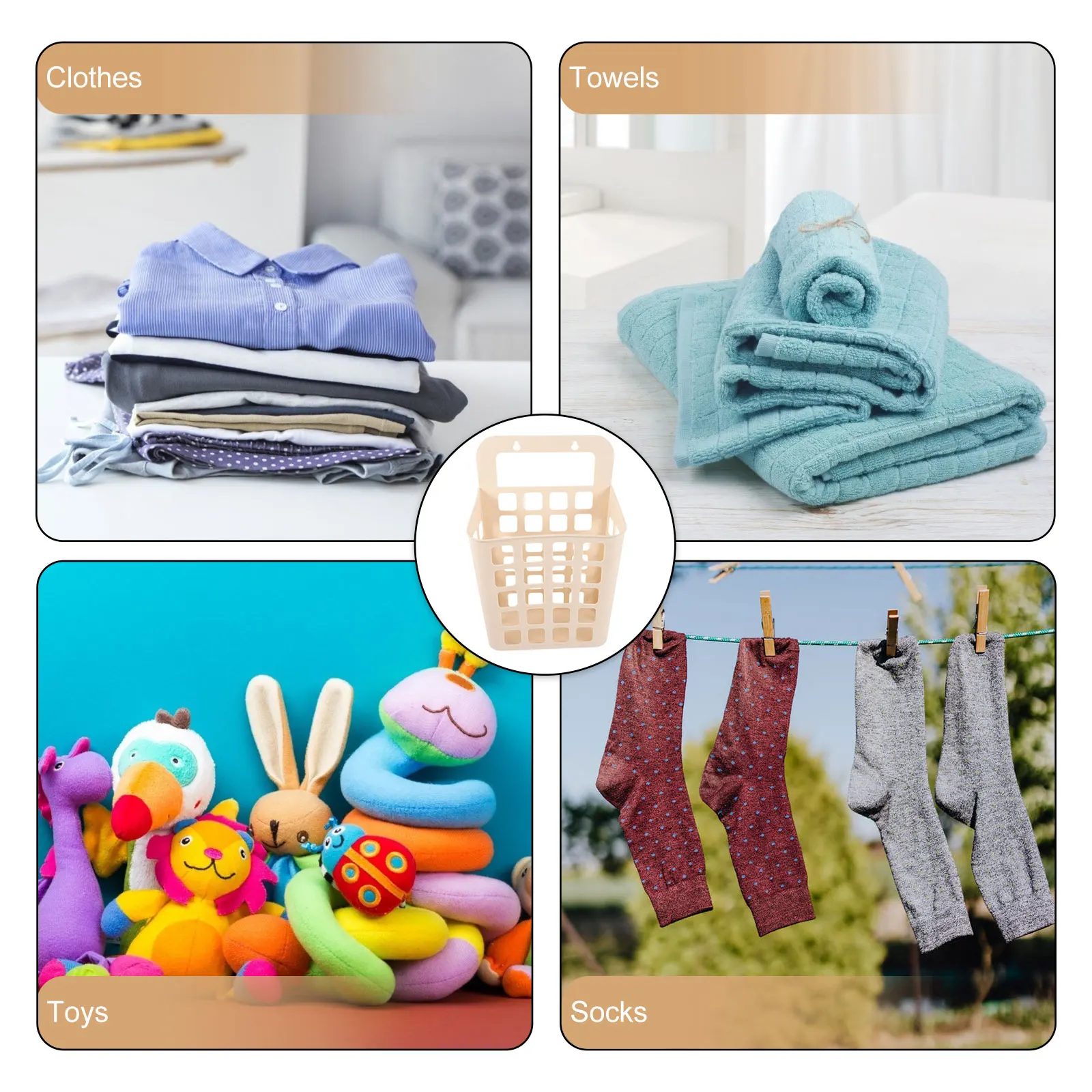 

Foldable Plastic Laundry Basket Heavy-Duty Storage Bins Household Organizer For Clothes Bedroom Bathroom Closet Use