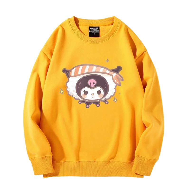 

Модный свитшот Sanrio Hello Kitty, осень 2026, новинка, для девочек, повседневный пуловер, сохраняющий тепло, парный комплект, корейский стиль, милый подарок