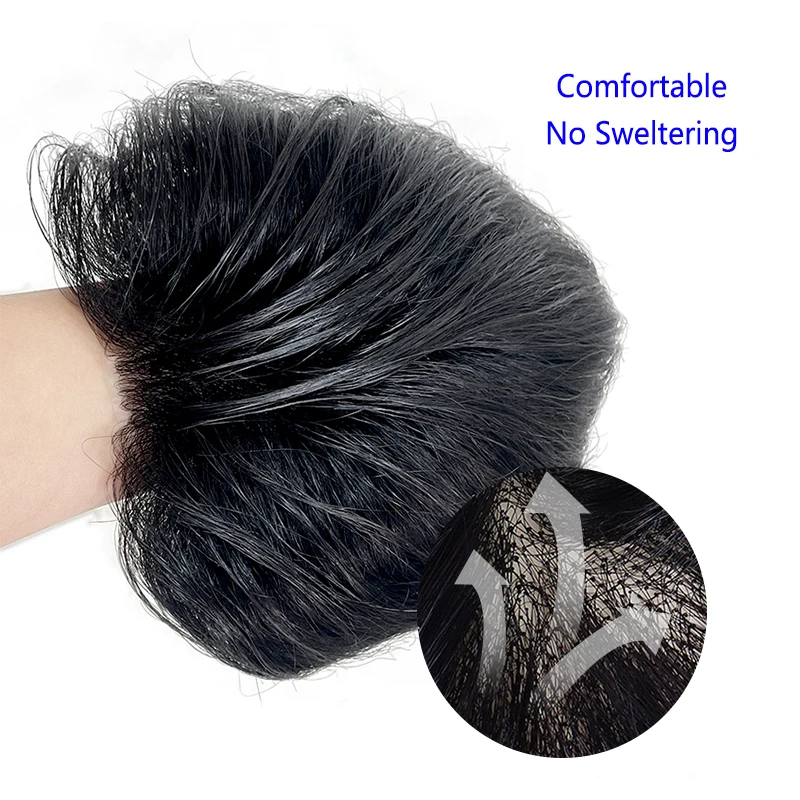 15*20 سنتيمتر الرجال رقيقة جدا تنفس بولي الشعرية الشعرية الاصطناعية لينة غير مرئية القبعات العالية 100% الشعر البشري الطبيعي أملس الظهر نمط