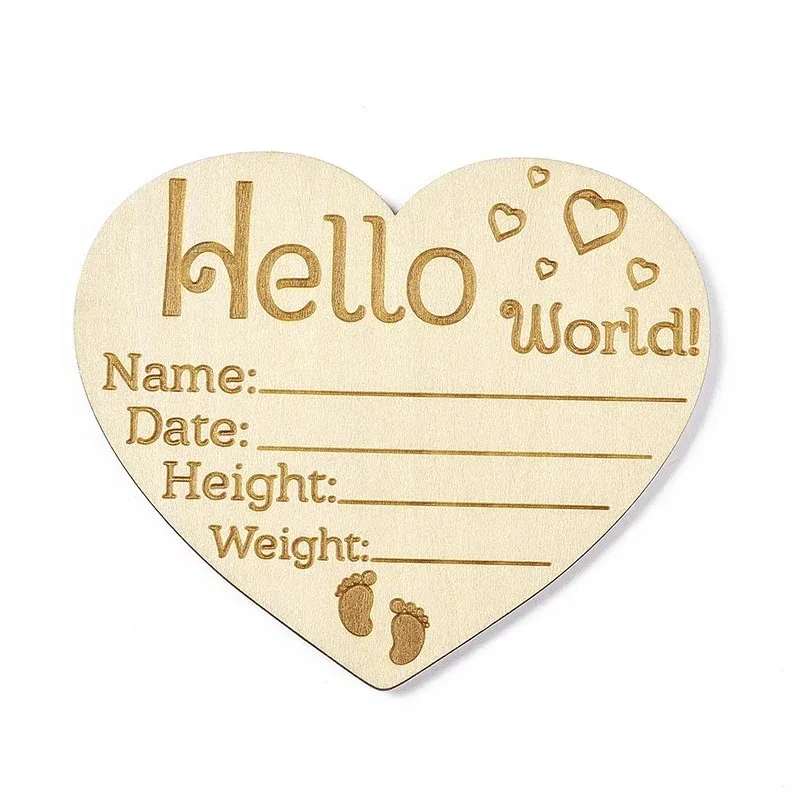 high quality wooden baby growth souvenir card milestone engraved hello world round wooden milestone newborn photography props