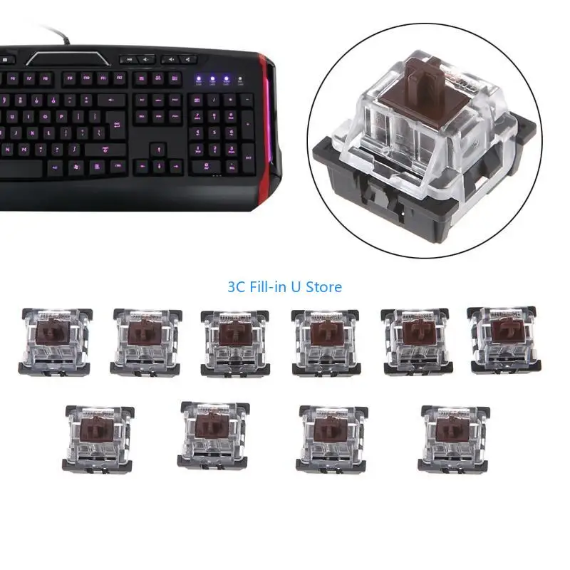 G8TA 10 pièces Commutateurs bruns pour Cherry MX Clone Gateron MX Commutateurs Tester pour le clavier mécanique Personnaliser le
