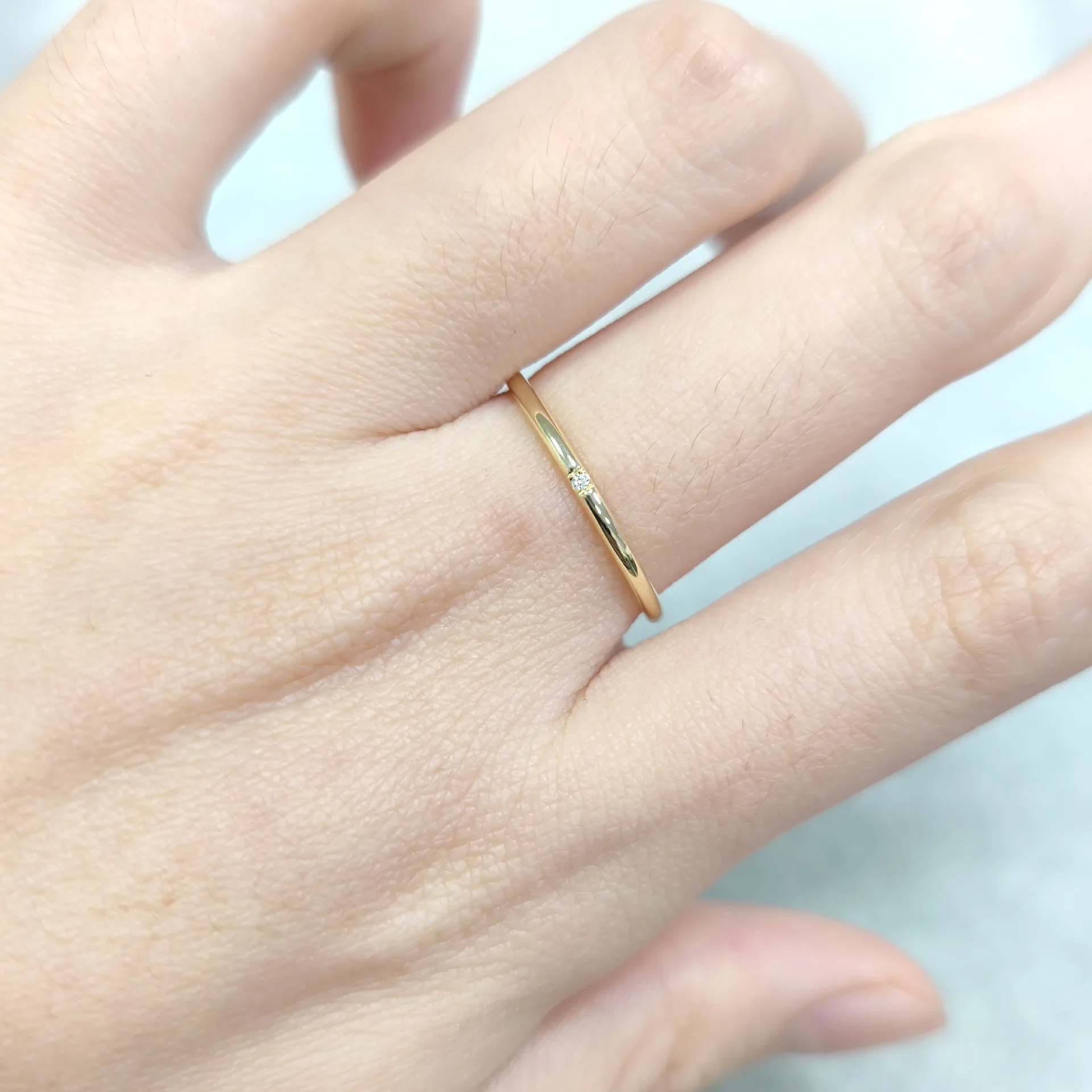 Veeie Veein Jewelry One Diamond Ring Japanese And Korean Fashion Simple Gold Color Extremely Fine Plain Ring S925 Sterling