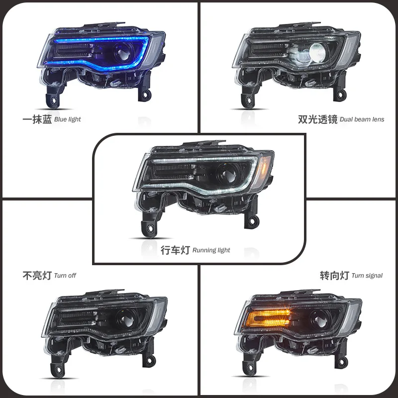 Car Front Lights For Jeep Grand Cherokee Led Headlight 2014-2022 Accessories Modified DRL Led Headlamp Assembly