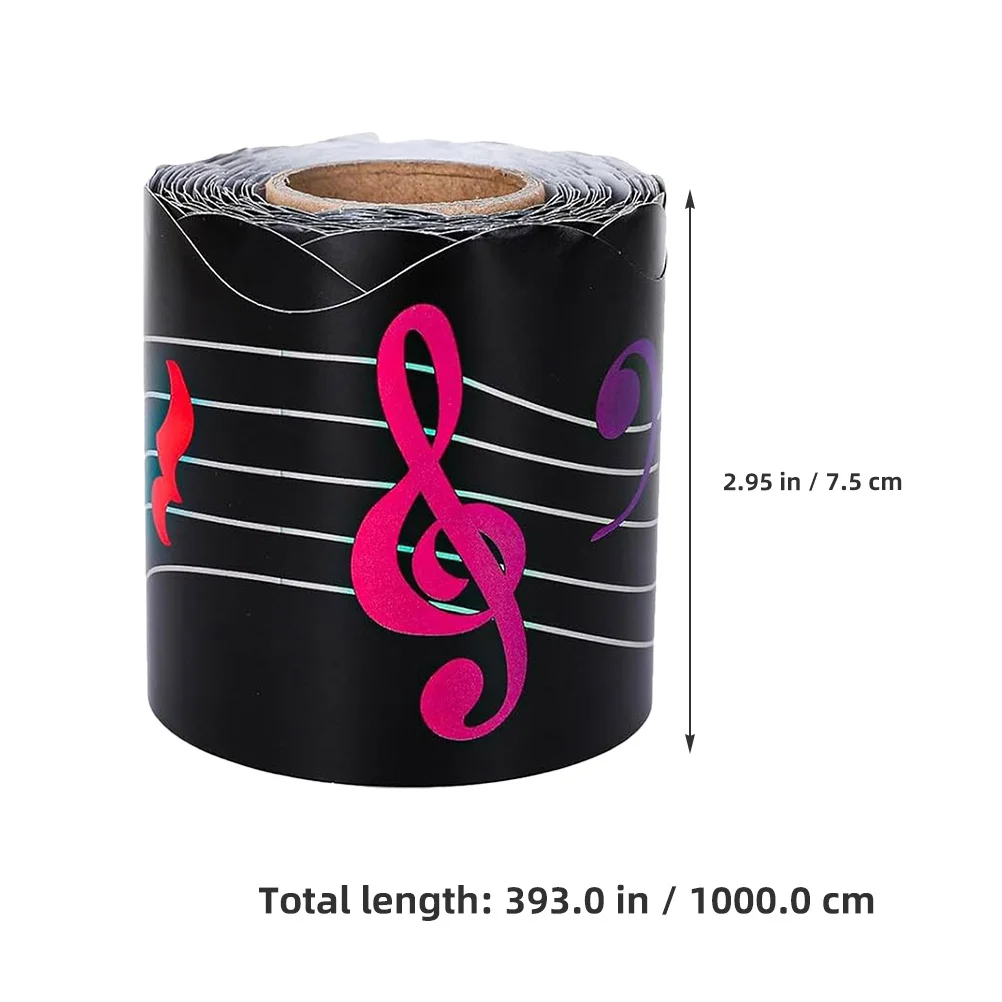 Musical Notes Bulletin Board Borders 33ft Black Self Adhesive Music Theme Trimmer Stickers Classroom Decorations
