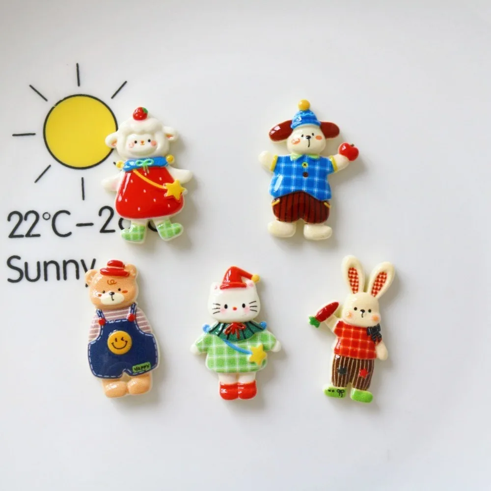 10pcs Mini Kawaii Cute Cartoon Animal Resin Flat Back Charm Cabochons Scrapbook DIY Craft Jewelry Making Hairpin Decor Ornaments