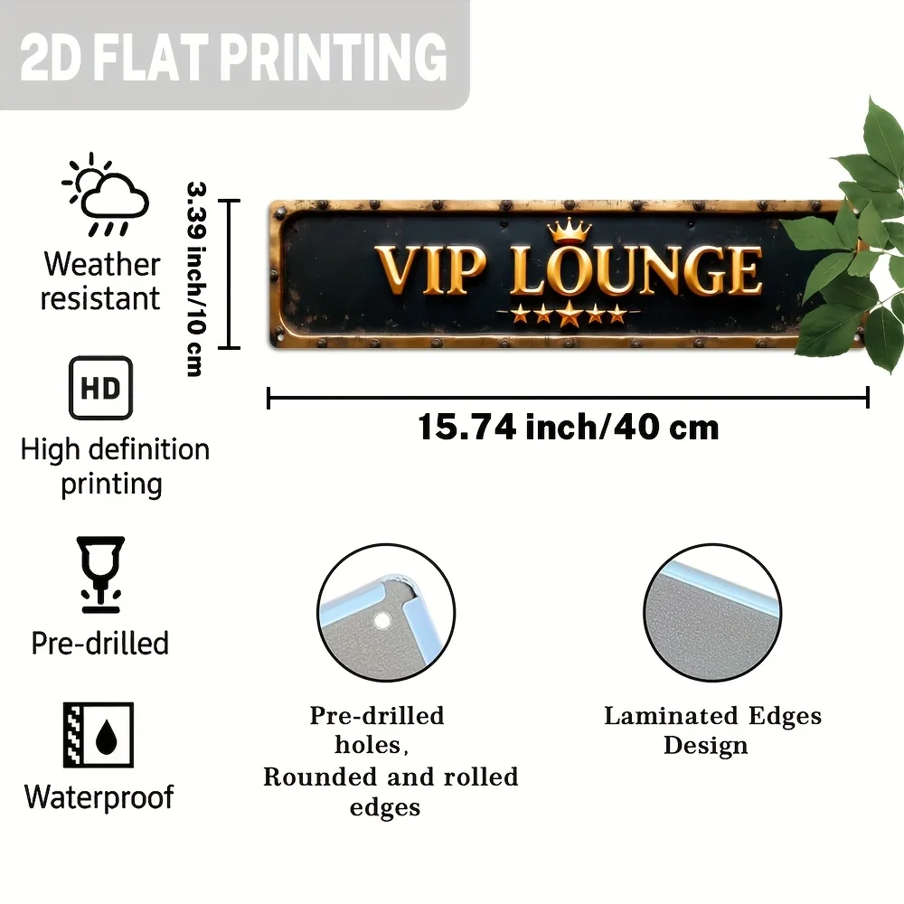Farmhouse Style VIP Hotel Metal Sign with Crown - Vintage Wall Decor for Bar, Club, Hotel and Home, Distressed Black Background