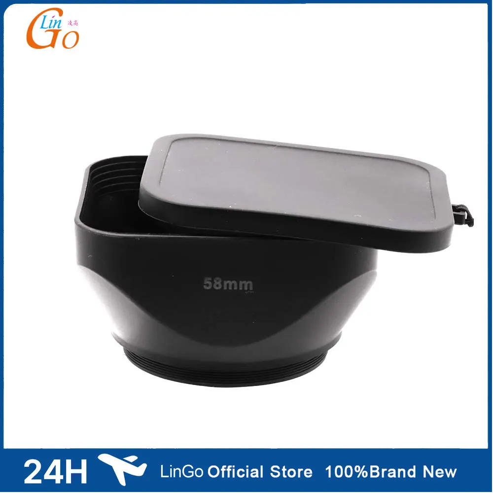 LinGo 4:3 Square Lens Hood Cap Set 30/37/46/52/58mm Screw Mount Sun Shade for DV Digital Video Film Cinema Camera Lens Hoods