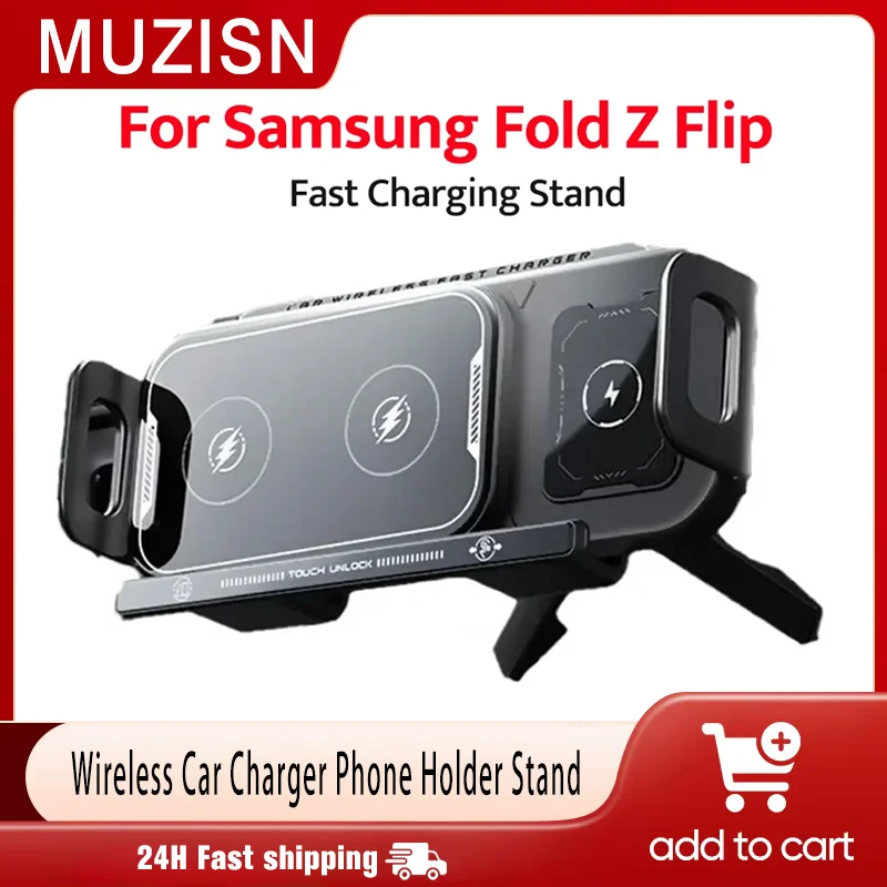 

15W Universal Car Phone Wireless Charger Holder 360° Rotation Mount for Samsung Galaxy Fold 6 5 4 3 Z Flip S25 S24 iPhone 16 15