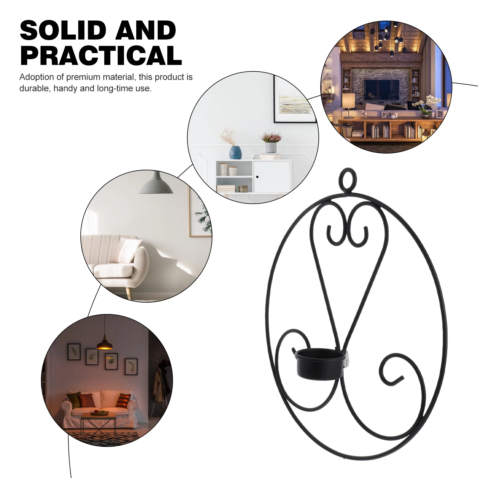 

Creative Retro Iron Holder Wall Hanging Decorative Candlestick Ornament Home Party Decor Wrought Art Work For