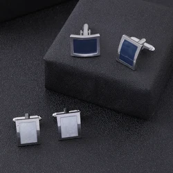 Marble Grain Cuff Links Curved Square Blue White Enamel Cufflinks Wholesale  Birthday Anniversary Father's Day Gift