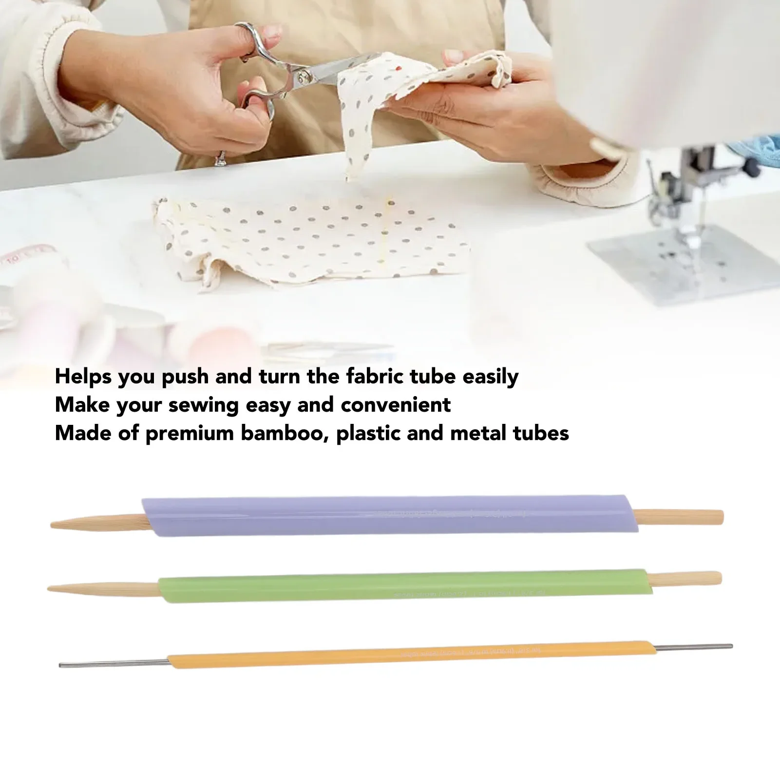 3pcs Fabric Tube Turners Multipurpose Portable Lightweight Efficient Quick Turn Fabric Set For Sewing Accessories