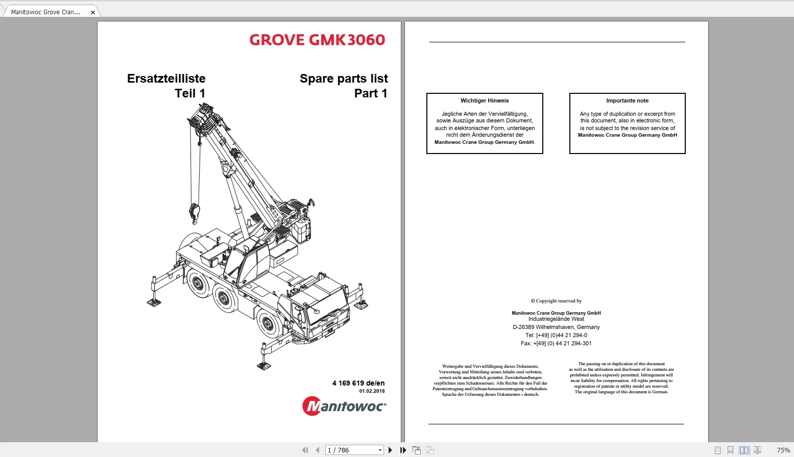 

Manitowoc Grove Cranes Все модели Обновленные [01.2021] Руководство по запчастям Немецкий PDF DVD