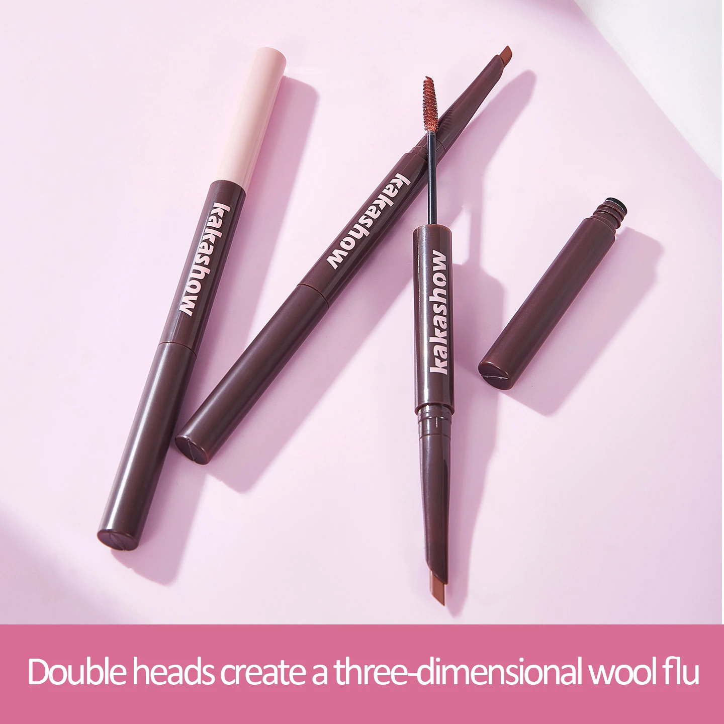 Kakashow Double Headed Eyebrow Pen, Eyebrow Dyeing Cream, Long lasting Color Rendering, Eyebrow Pen, Eyebrow Dyeing Cream