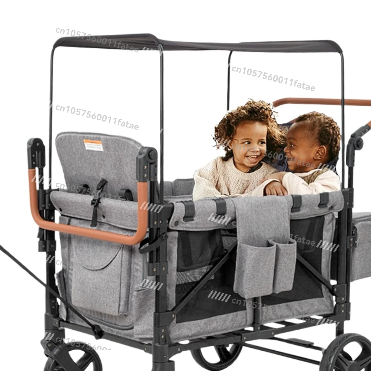 

Two-child and Three-child Children's Trolley Can Sit and Lie Down Outdoors, Four-seat Widened and Enlarged Camping Stroller