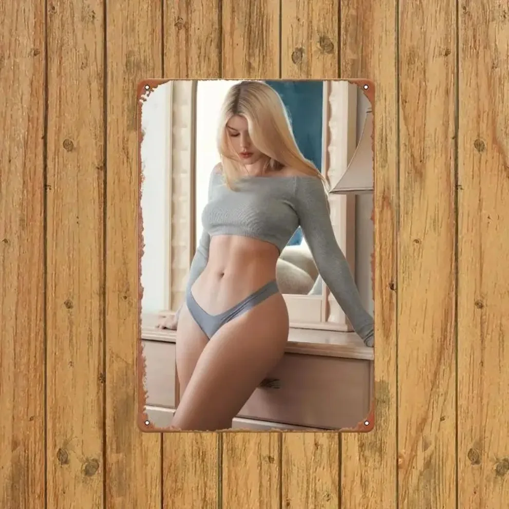 LingVisions Arte de pared de metal con diseño de mujer elegante, decoración moderna minimalista de hierro para sala de estar