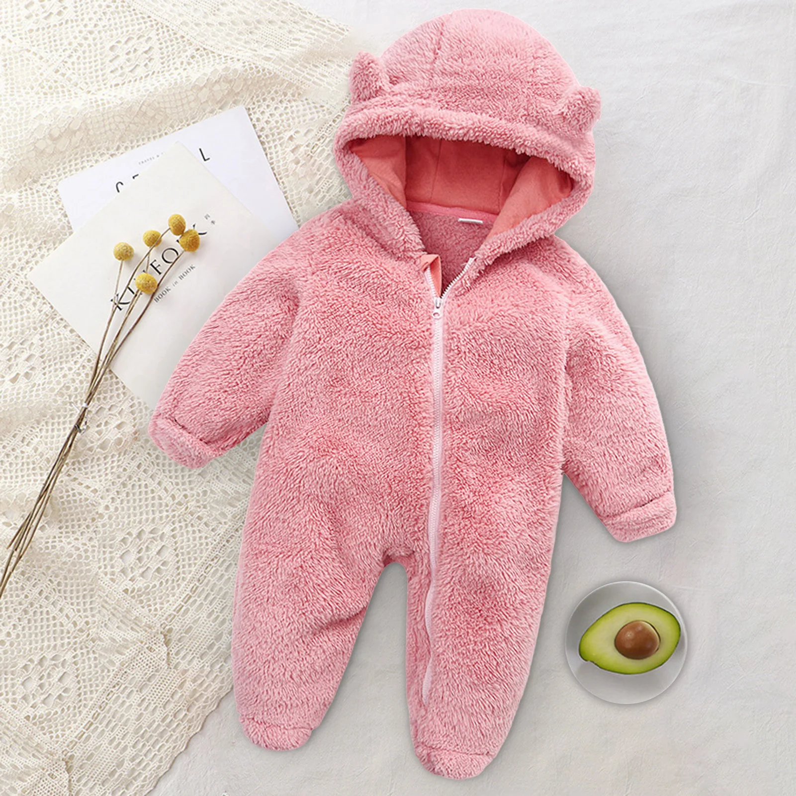 New Hot Winter Baby Hooded Jumpsuit Winter Outwear Infant Flannel Romper for Autumn Spring and Winter