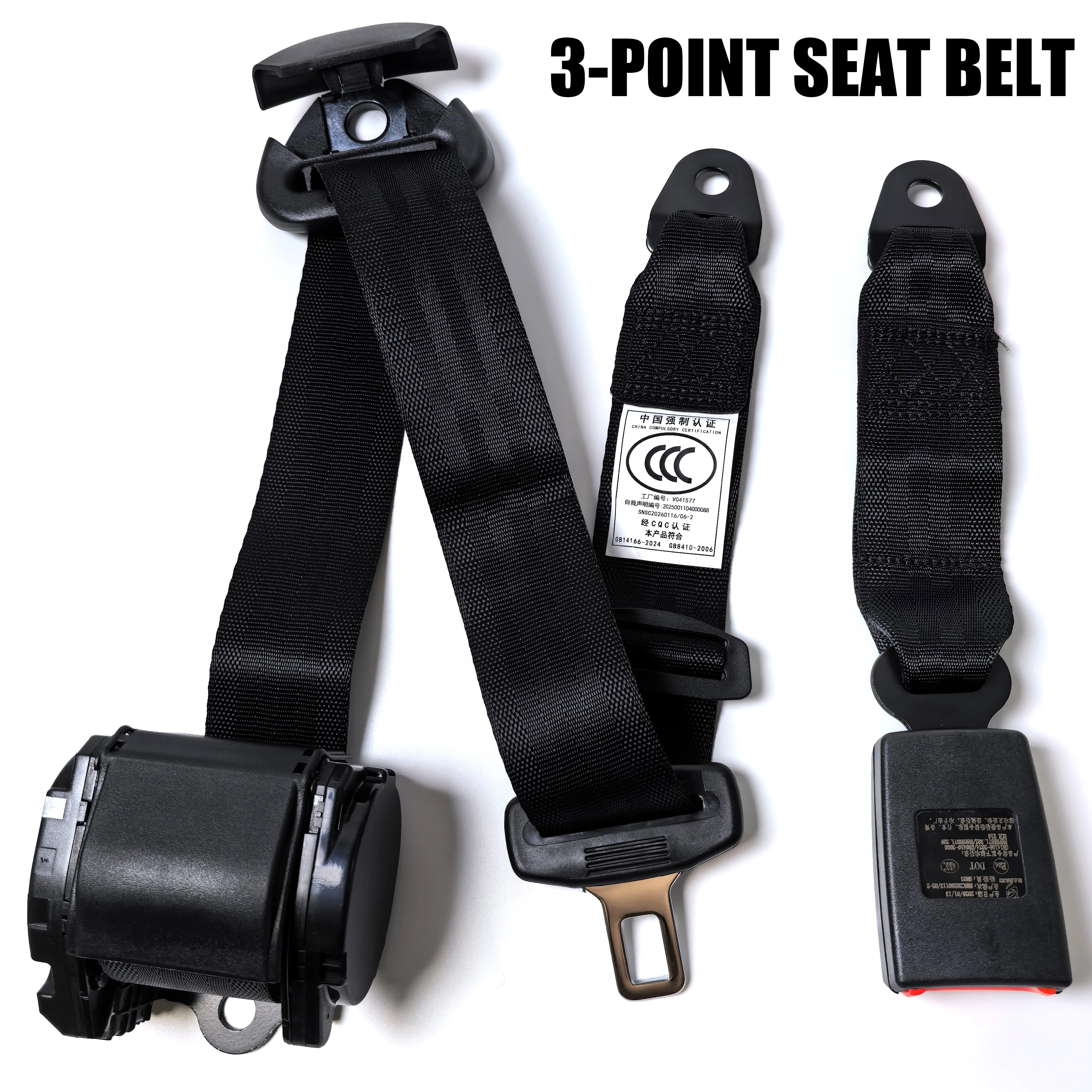 3 Point Universal Safety Belt High Quality Seat Belts With Curved Rigid Buckle  Cable Car Belt Accessories