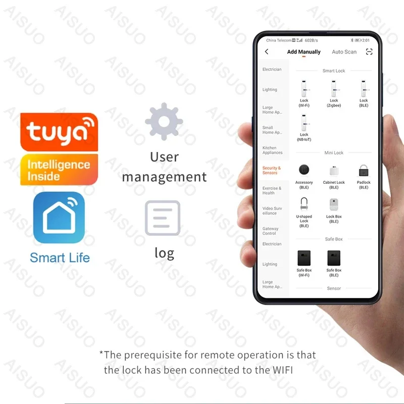 Tuya WIFI Fingerprint Lock, Desbloqueio Remoto, Cartão RFID Digital, Fechadura Inteligente, Novo Produto