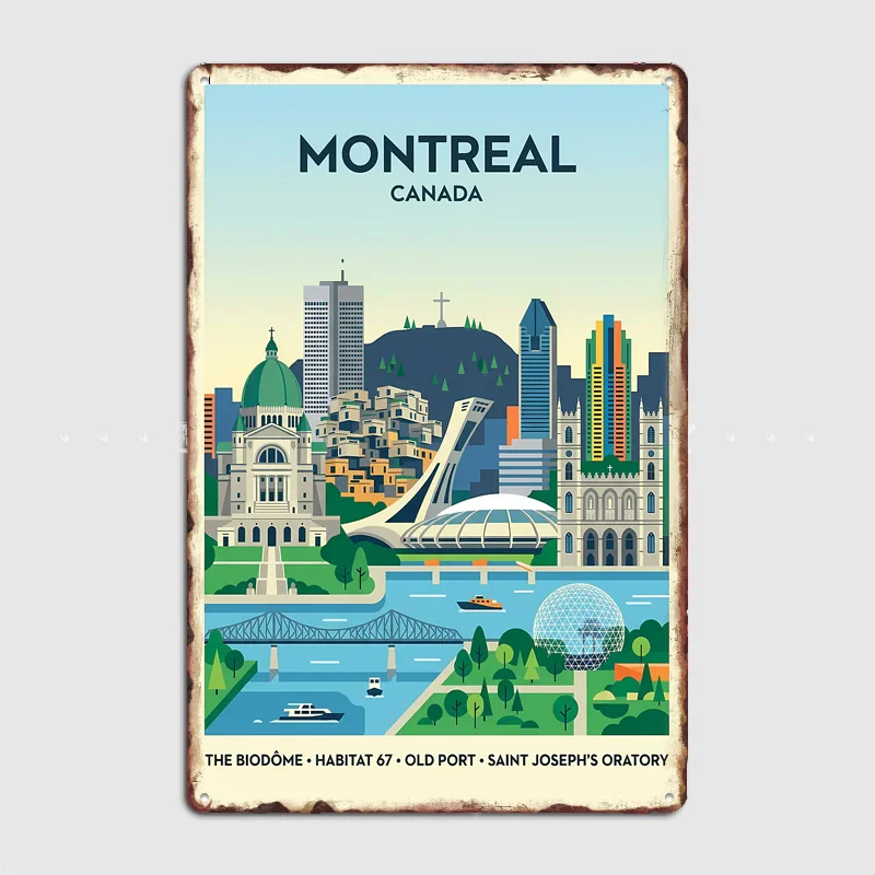 Montreal Cityscape Travel Scenery Posters Retro Garage Club Bar Indoor Wall Vintage Poster Room Decoration Home Decor
