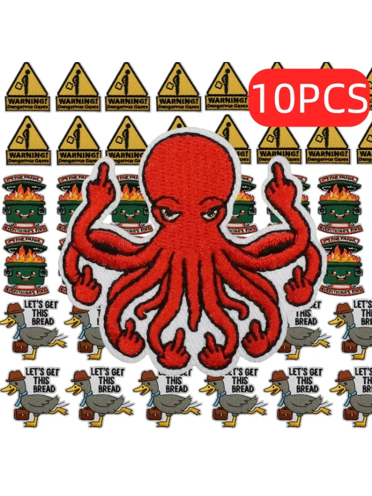 Patchs brodés de squelette de petits animaux, 10/12 pièces, Style drôle, Alphabet à repasser, décoration de vêtements, paquet de vente en gros