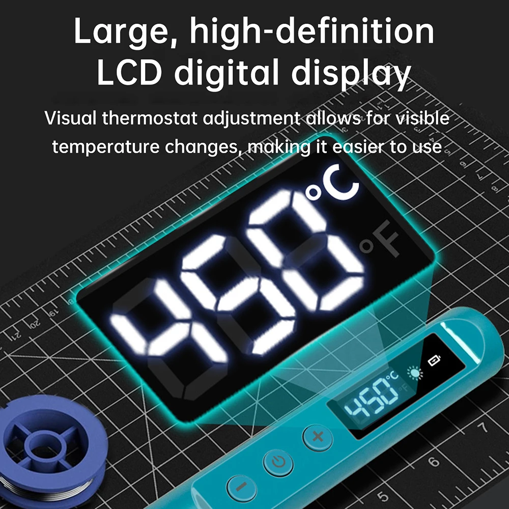 Portable Soldering Iron Set Intelligent Adjustable Temp Fast Heating Cordless Digital Display Electric Soldering Iron 800mAh