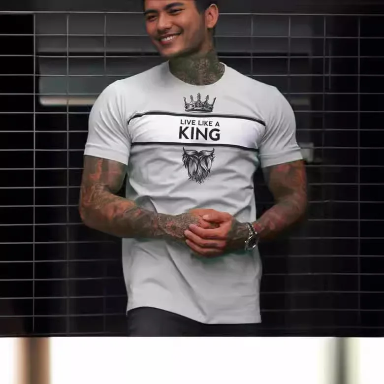 

King 3D printed men's T-shirt, unisex short sleeved O-neck casual vacation T-shirt
