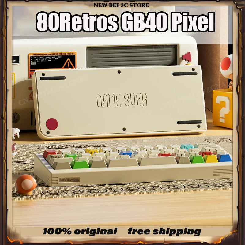 NEW 80Retros GB40 Pixel Limited Edition 40% Custom Mechanical Keyboard Retro Mario Inspired VIAL Mini Gaming Keyboard Gift