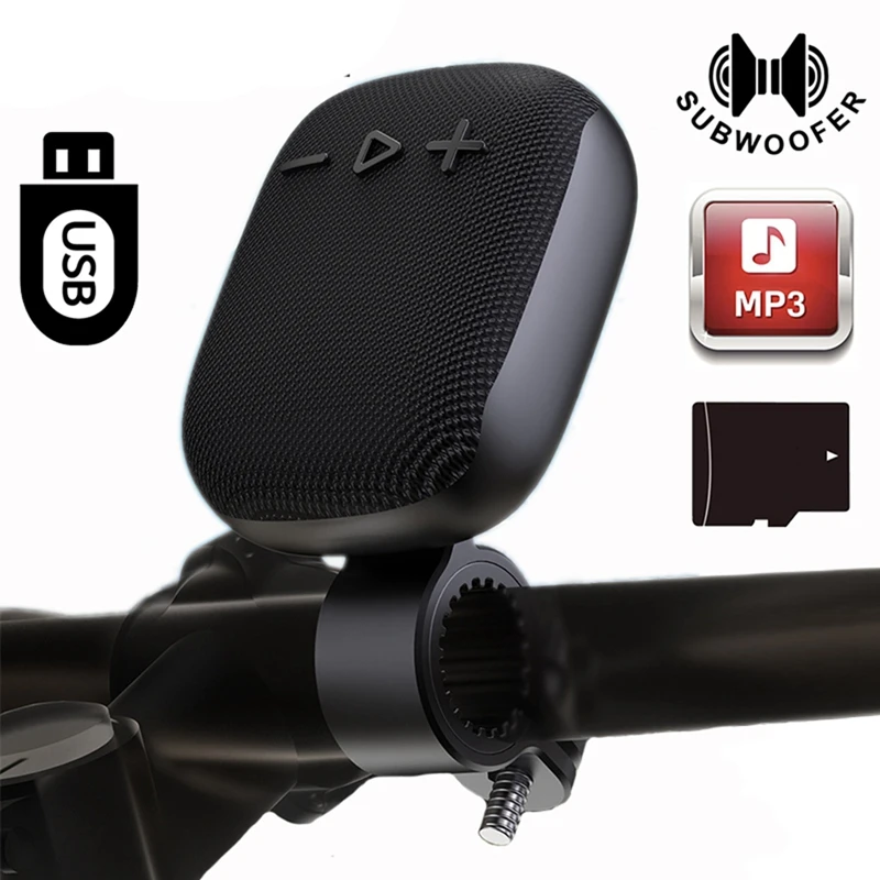 Bike Speaker Bicycle Handbar Wireless Bluetooth Louderspeaker Outdoor Handlebar Subwoofer For Cycling Riding-Black Easy Install